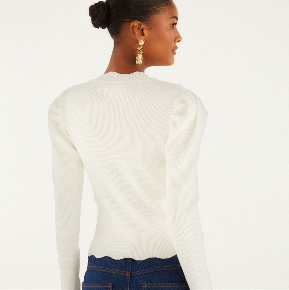 Farm Rio Off-white flower embroidery Knit Sweater small - Picture 3 of 7